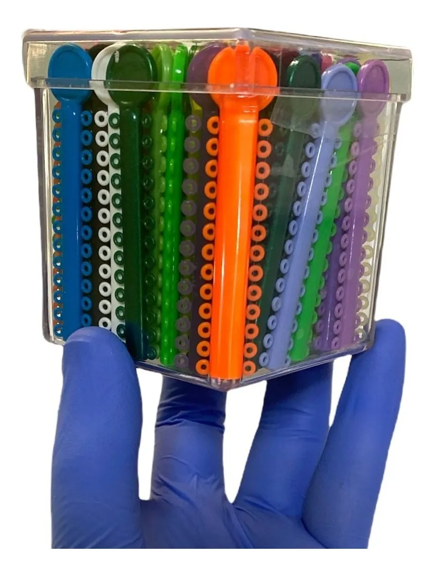 Modulos elásticos de Ortodoncia caja kit con 80 llaves de diferentes colores